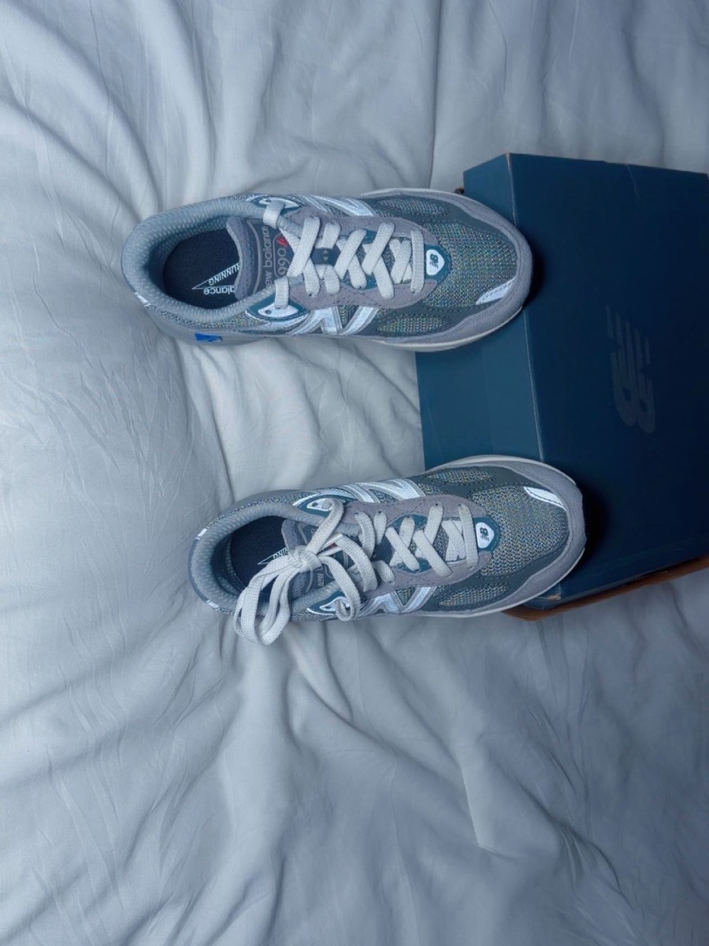 New Balance Gray and Teal Athletic Sneakers